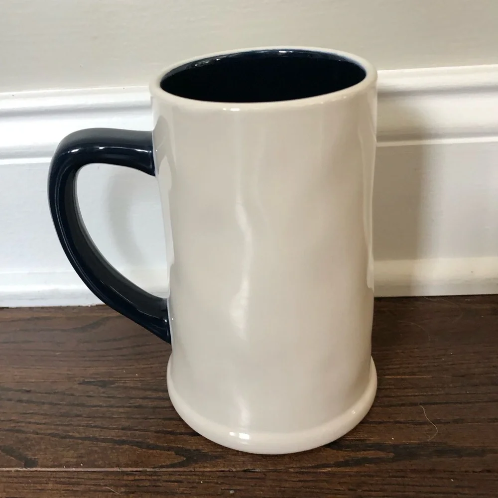 Rae Dunn Father’s Day “Dad’s Beer” Navy Blue/White Large Beer Mug - NWOT!